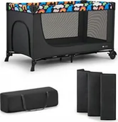 Łóżeczka i kojce - Łóżeczko turystyczne Kinderkraft JOY Happy Shapes czarny - miniaturka - grafika 1