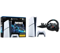Konsole Playstation - Sony PlayStation 5 Digital Slim D Chassis (PS5 1TB Zestaw Fortnite Cobalt + Kierownica Logitech G29 Racing Wheel) - miniaturka - grafika 1