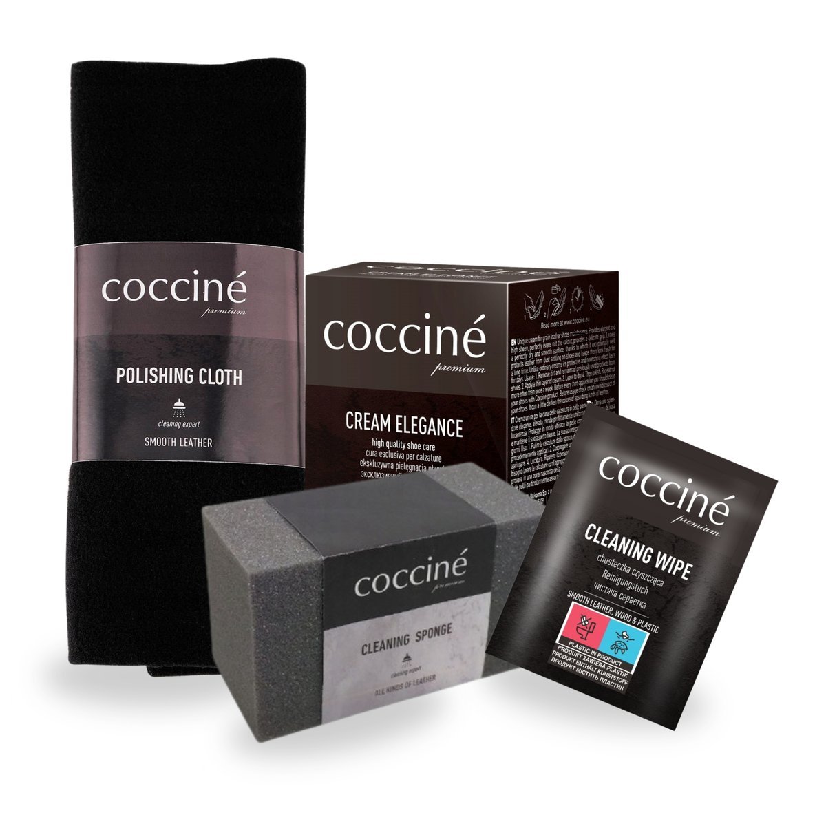 Krem Elegance Beżowy Do Butów Polerka Gąbka Chusteczka Coccine Zestaw 4w1