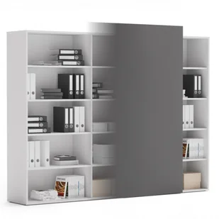 PLAN Szafa biurowa wysoka długa bez drzwi BLOCK White, grafitowa 611206 - Szafy biurowe - miniaturka - grafika 2