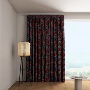 Zasłona na taśmie marszczącej 1 szt., kolorowe rośliny na czarnym tle, Intenso Premium - Zasłony - miniaturka - grafika 1