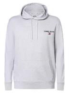 Bluzy męskie - Tommy Jeans Męska bluza z kapturem Mężczyźni Bawełna szary nadruk, XXXXL - miniaturka - grafika 1