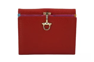Portfele - Elegancki portfel ze złotym zapięciem - Czerwony - Barberini's - grafika 1