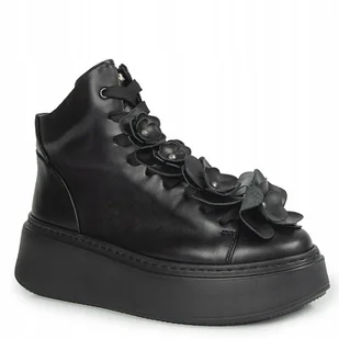 Czarne sneakersy wysokie damskie CARINII B9729 skóra modne platforma r.37 - Sneakersy damskie - miniaturka - grafika 1