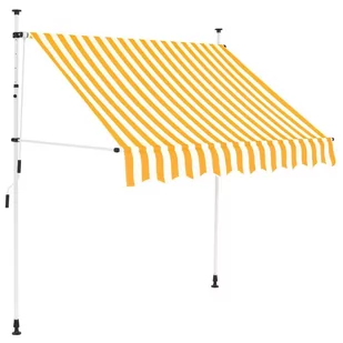 vidaXL Markiza zwijana ręcznie, 150 cm, żółto-białe pasy - Markizy - miniaturka - grafika 1