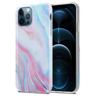 Etui i futerały do telefonów - Cadorabo Etui kompatybilne z Apple iPhone 12 PRO MAX - Etui w kolorze White Pink Marble nr 15 ? Etui na telefon wykonane z silikonu TPU z wzorem mozaiki - silikonowe etui Ultra Slim Back Cover Case Bumper - miniaturka - grafika 1