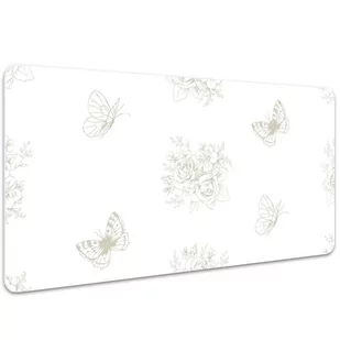 Ochronna mata na biurko Motyle i kwiaty 100x50 cm, Dywanomat - Podkładki na biurko - miniaturka - grafika 1