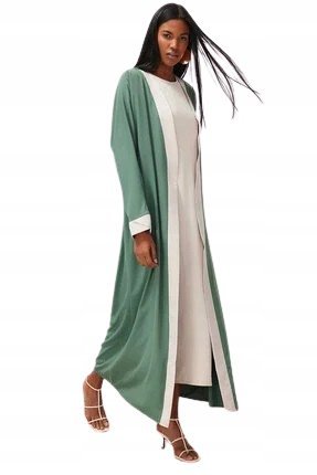 TRENDYOL DŁUGALUŹNA NARZUTA Z KONTRASTOWYMI MANKIETAMI ZIELONY 40 5_A