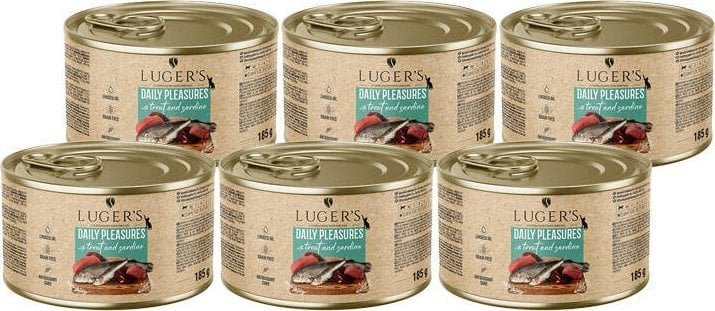 Karma mokra dla kota Luger's Daily Pleasures z pstrągiem i sardynką zestaw 6 x 185 g