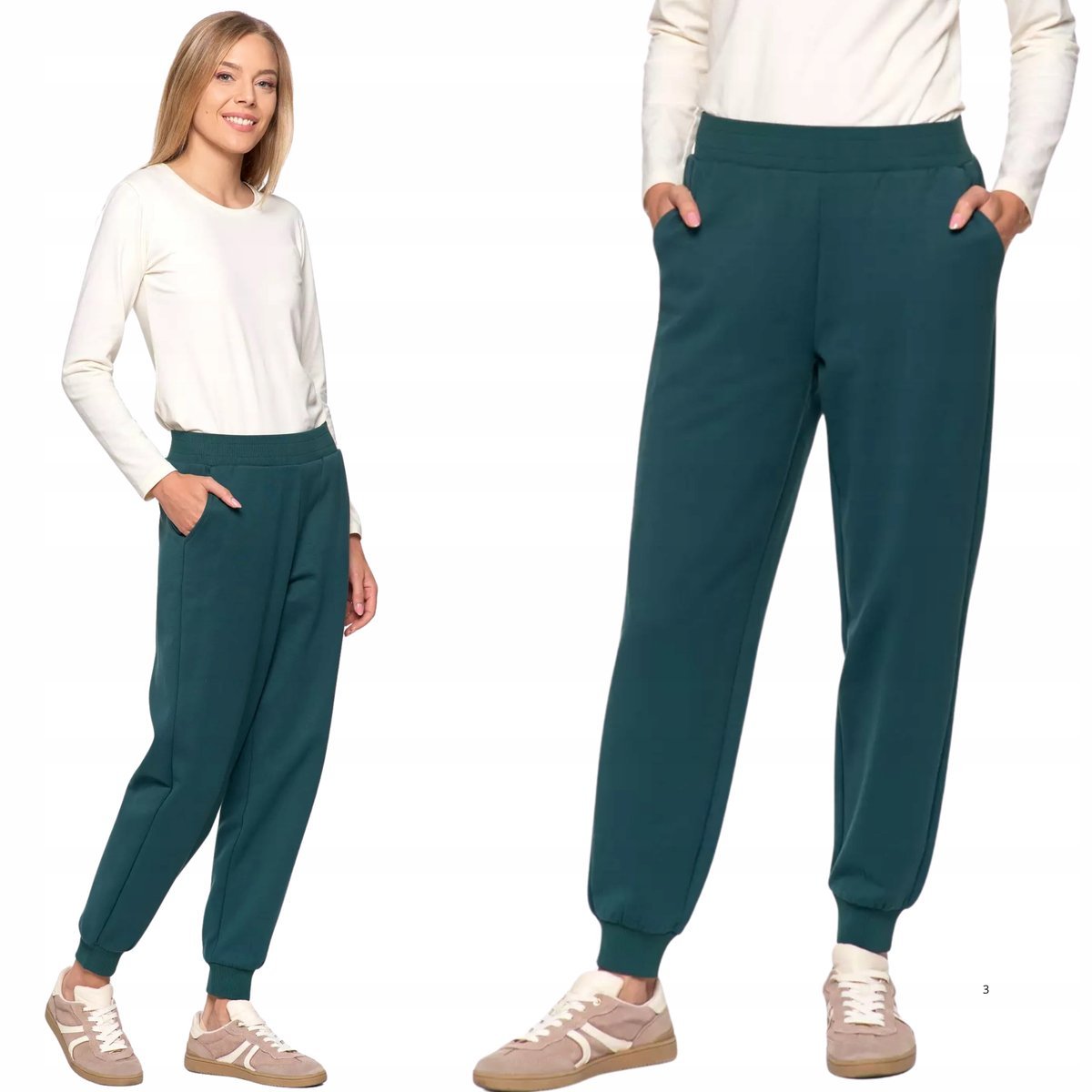 WYGODNE SPODNIE DAMSKIE DRESOWE BAWEŁNIANE DRESY MORAJ ZIELONY 2XL DARK GREEN