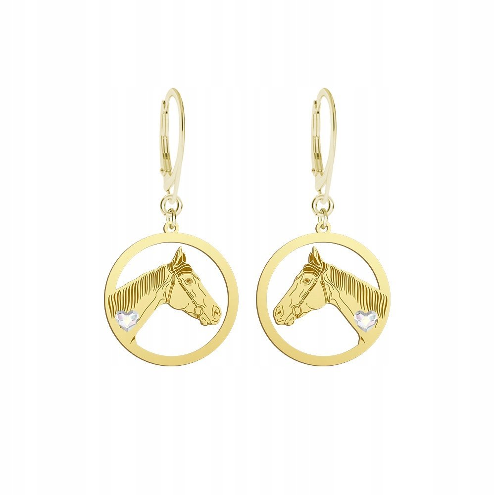 Kolczyki Złote Koń Folblut 925 Prezent Kobieta Biżuteria GRAWER GRATIS