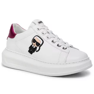 Sneakersy damskie - Sneakersy KARL LAGERFELD - KL62530 White Lthr W/Pink - grafika 1