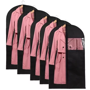 Pokrowce na ubrania 5 szt. etui ochronne 130 cm z suwakiem zestaw czarny - Pokrowce na ubrania - miniaturka - grafika 1