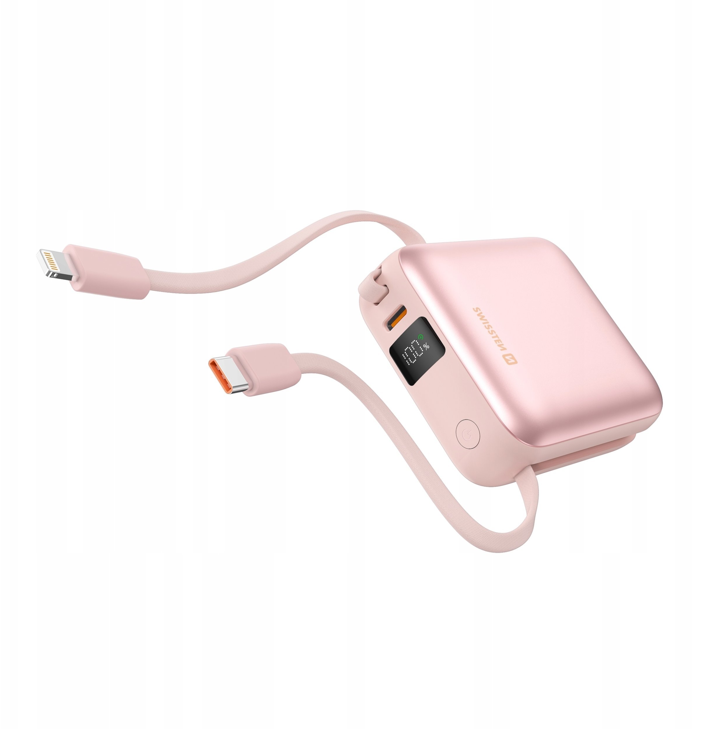 Swissten SPACE Power Bank Universal External Battery USB-C / Lightning / 10000 mAh Pink