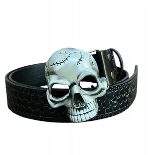 Pas pasek rockowy gotycki alt punkowy biker czarny CZASZKA Y2K retro 125 cm - Paski - miniaturka - grafika 1
