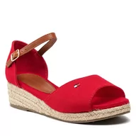 Espadryle damskie - Tommy Hilfiger Espadryle Rope Wedge Sandal T3A7-32185-0048 S Red 300 - miniaturka - grafika 1