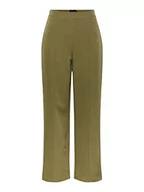 Spodnie damskie - PIECES Damskie spodnie PCBOSSY HW Wide Pants NOOS materiałowe, Deep Lichen Green, M - miniaturka - grafika 1