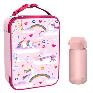 Zestaw lunchowy dla dzieci ION8 Unicorn Rainbows Lunchbag i bidon 400ml - Survival - akcesoria - miniaturka - grafika 1