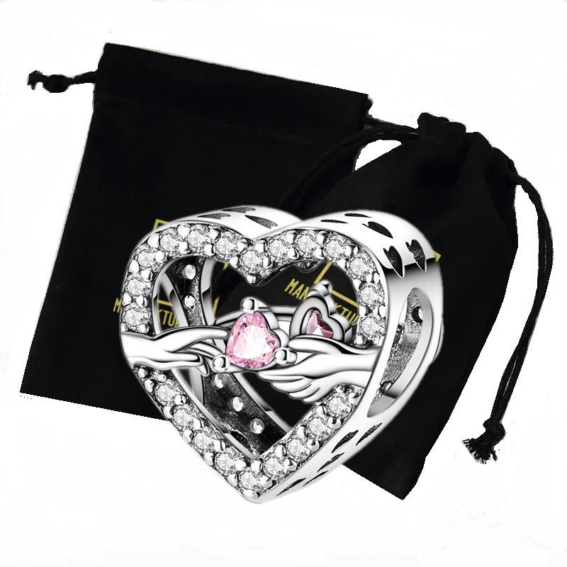 Charms Zawieszka Serce Szczęście Cyrkonia Prezent Srebro 925 Manufaktura Łącka