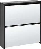 Szafki na buty - BELIANI Szafka na buty czarna płyta MDF lustrzane fronty dwie przegrody nowoczesny design do przedpokoju - miniaturka - grafika 1