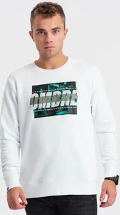 Ombre Męska bluza z nadrukiem zakładana przez głowę - biała V1 OM-SSPS-0156 S - Bluzy męskie - miniaturka - grafika 1