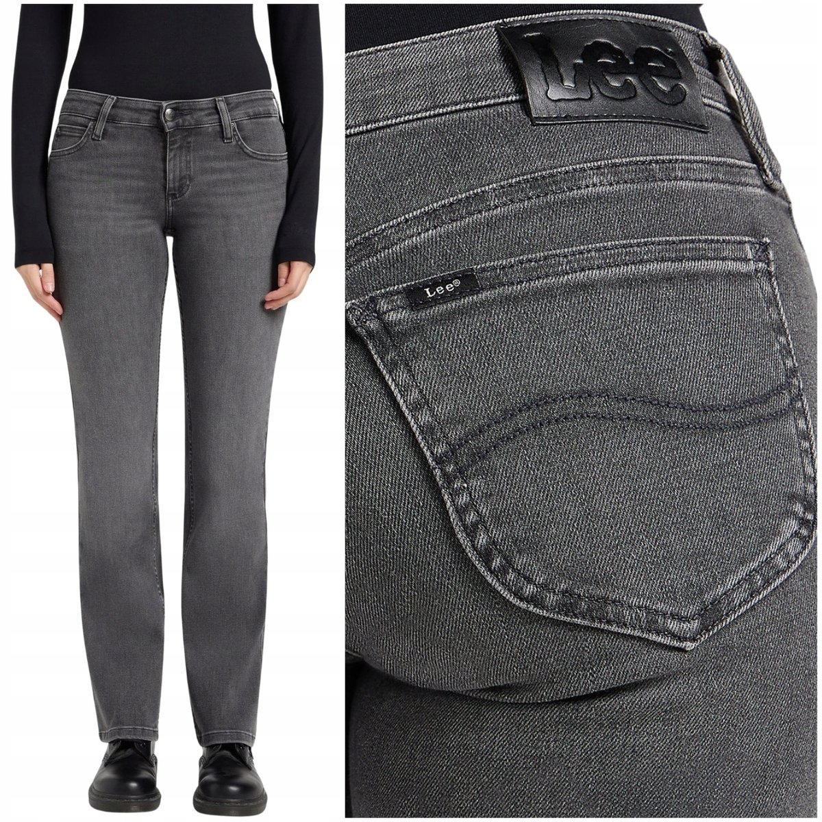 Lee JESSICA Shark Gray rozszerzane niższe damskie spodnie jeansowe W26 L31