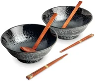 Kuchnie świata - Zestaw japońskiej porcelany, misek do ramenu Koge czarny, 6 elementów - Edo Japan - miniaturka - grafika 1