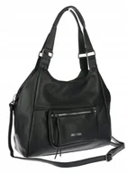 Torebki damskie - Torebka Damska Shopper worek modna lekka duża torba A4 na Ramię 6870 Czarna - miniaturka - grafika 1