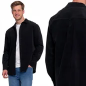 Koszule męskie - STYLOWA GŁADKA KOSZULA MĘSKA SZTRUKSOWA 100% BAWEŁNA DŁUGI RĘKAW MORAJ XL BLACK - miniaturka - grafika 1