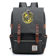 Torebki damskie - Plecak z nadrukiem Szkoły Magii i Czarodziejstwa Hufflepuff, plecak młodzieżowy, torba rekreacyjna męska i damska, torba podróżna ciemny szary 14in - miniaturka - grafika 1