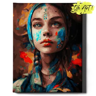 Obraz Malowanie po numerach NA RAMIE, 40x50 cm | Dziewczyna w farbach | Oh Art! - Malowanie po numerach - miniaturka - grafika 1