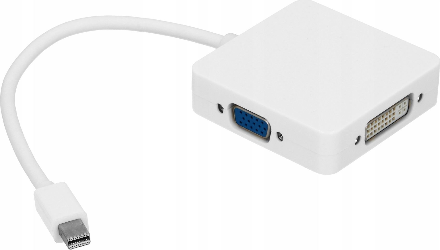 Pawonik Adapter AV DisplayPort Mini - HDMI - D-Sub VGA - DVI-I - Jack 3.5mm biały