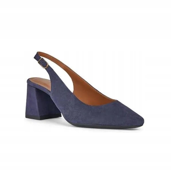 GEOX CZÓŁENKA ZAMSZOWE GRANATOWE NA OBCASIE 36 J0A