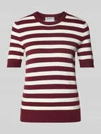 Swetry damskie - T-shirt o kroju slim fit z mieszanki wiskozy z efektem dzianiny - miniaturka - grafika 1
