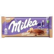 Czekolada - Milka Creme Czekolada mleczna z nadzieniem z orzechów laskowych 85 g - miniaturka - grafika 1