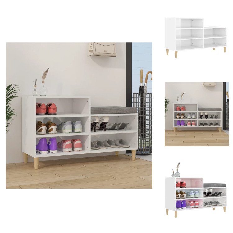 vidaXL Stojak na buty biały wysoki połysk 102x36x60 cm materiał drewnopochodny - Stojaki i szafki na buty