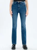 Spodnie damskie - Sinsay - Jeansy straight leg - granatowy - miniaturka - grafika 1