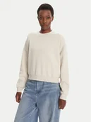 Bluzy damskie - adidas Bluza Essentials Small Logo Feelcozy JI6069 Beżowy Loose Fit - miniaturka - grafika 1