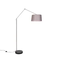 Lampy stojące - QAZQA Nowoczesna lampa podłogowa stalowy lniany klosz ciemnoszary 45 cm - Redakcja - miniaturka - grafika 1