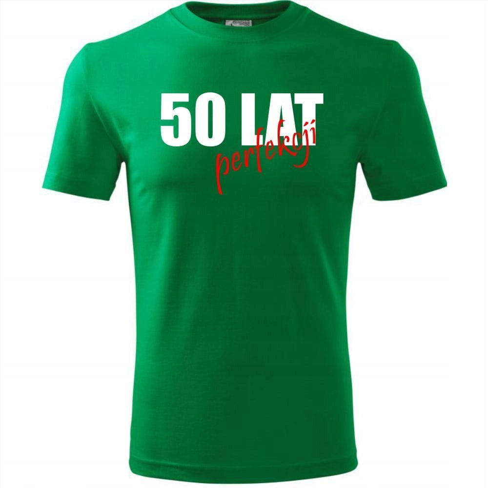 Męska Koszulka z Nadrukiem 50 lat perfekcji Super Prezent na 50 Urodziny zielony L