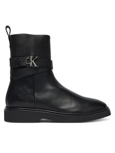Calvin Klein Botki Ankle Boot W/ Metal Logo HW0HW02663 Czarny - Botki damskie - miniaturka - grafika 1