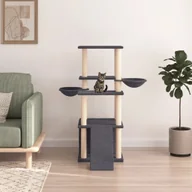 Drapaki dla kotów - vidaXL Drapak dla kota z sizalowymi słupkami, ciemnoszary, 133 cm - miniaturka - grafika 1