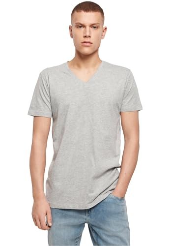 Build Your Brand Męski T-shirt Light Tee dekolt w serek, górna część z wycięciem w kształcie litery V dla mężczyzn dostępny w wielu kolorach, rozmiary S - 5XL szary (Heather Grey) L