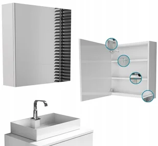 ﻿szafka łazienkowa z lustrem 60 wisząca szafka do łazienki lustro 60x60 - Szafki łazienkowe - miniaturka - grafika 1