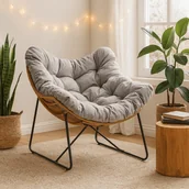 Fotele - Fotel Wypoczynkowy FIN na Płozach Szary Nowoczesny - miniaturka - grafika 1