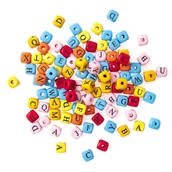 Dekoratorstwo - Drewniane Koraliki Kolorowe, Litery, 100 Szt. Dpcraft - miniaturka - grafika 1