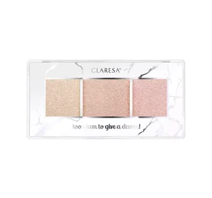Claresa, Paleta rozświetlaczy TOO GLAM TO GIVE A DAMN 12 golden glow - Rozświetlacze do twarzy i ciała - miniaturka - grafika 1