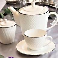 Serwisy do kawy i herbaty - Serwis kawowy porcelanowy na 6 osób BARI PLATIN - miniaturka - grafika 1