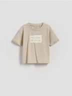 Bluzki dla niemowląt - Reserved - Bawełniany t-shirt - kremowy - miniaturka - grafika 1