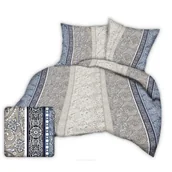 Pościel - Pościel z kory 180x200 granatowa biała beżowa paisley ornamenty - miniaturka - grafika 1